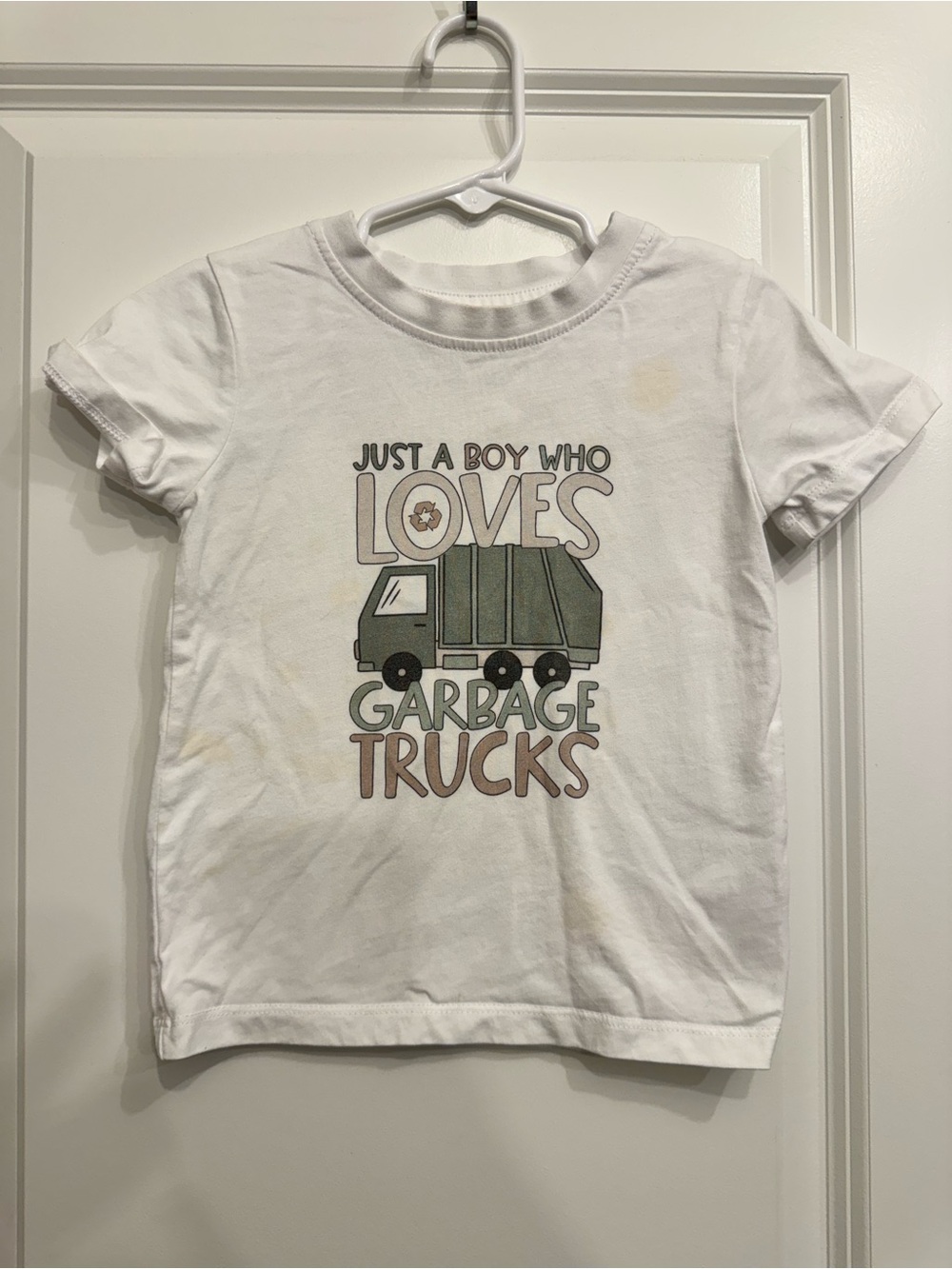 Caden Lane White Tee with Green and Brown Garbage Truck Graphic